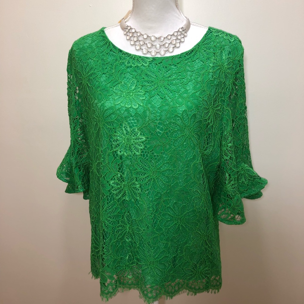 Nanette Lenore lace blouse with flutter sleeve